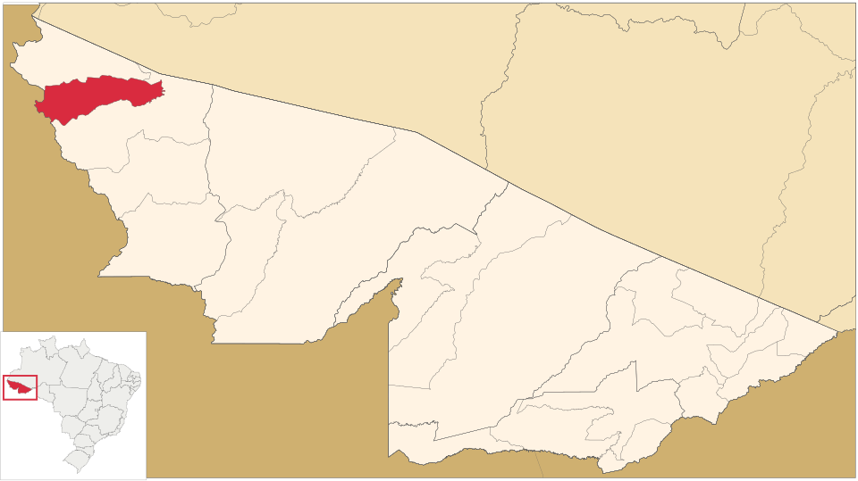Mapa de localização de Rodrigues Alves em AC
