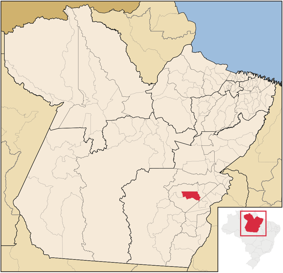 Mapa de localização de Canaã dos Carajás em PA