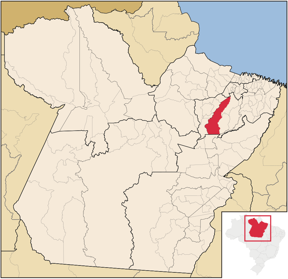 Mapa de localização de Moju em PA