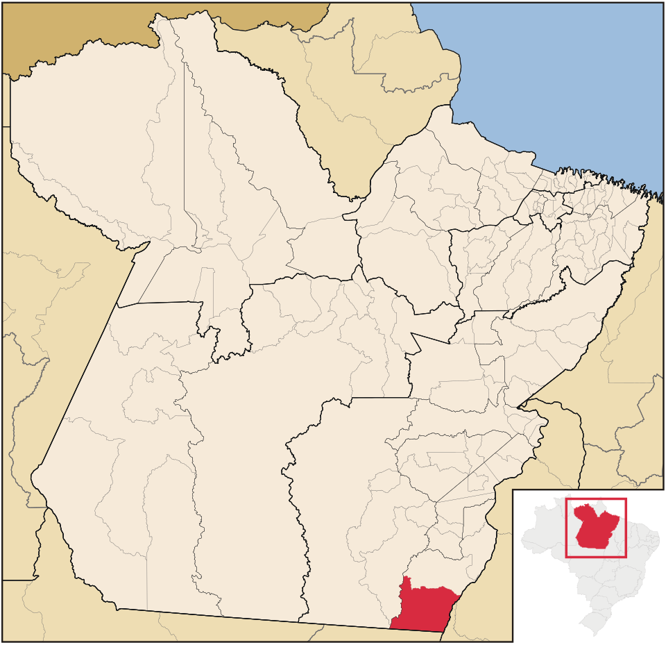 Mapa de localização de Santana do Araguaia em PA