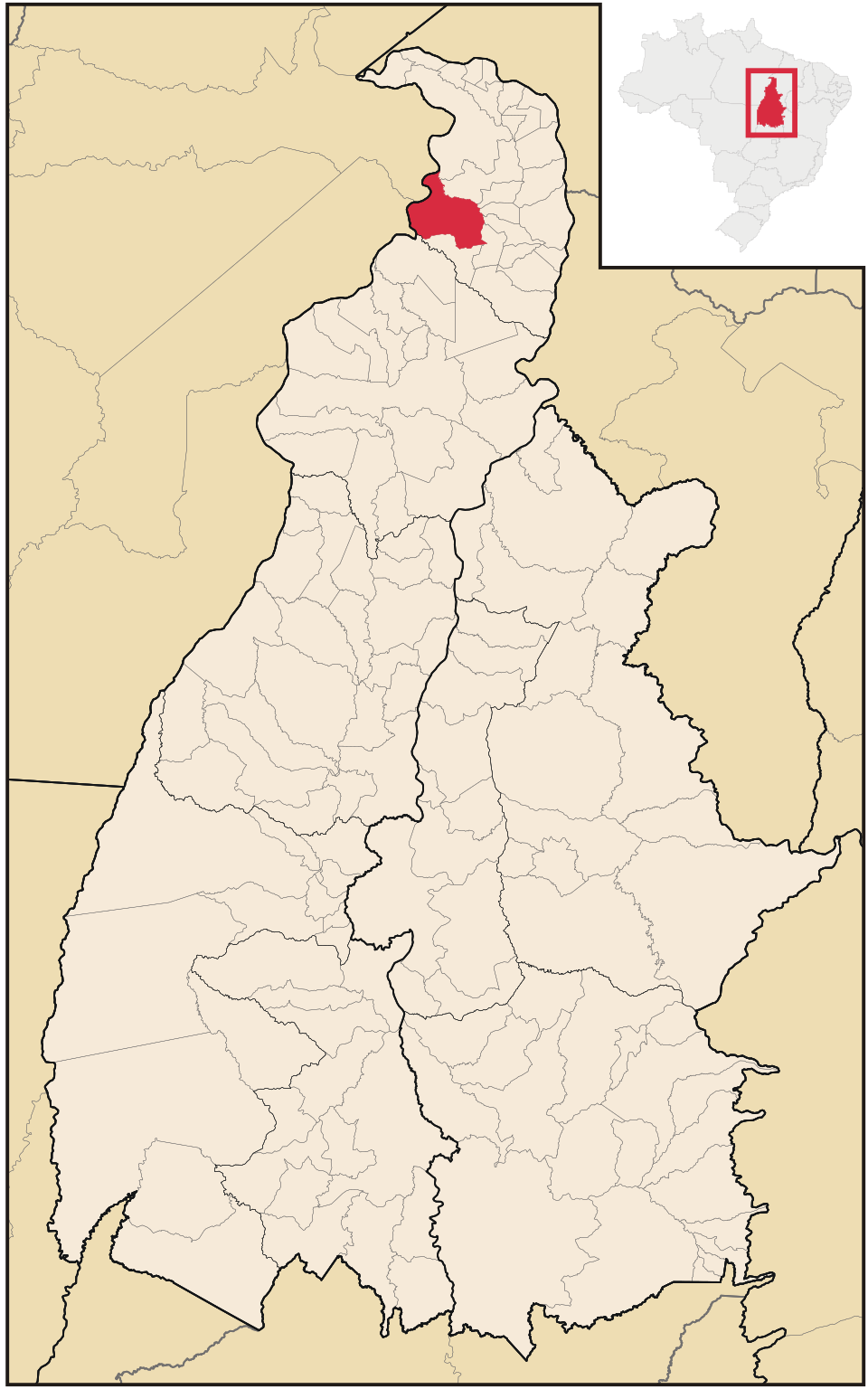 Mapa de localização de Ananás em TO