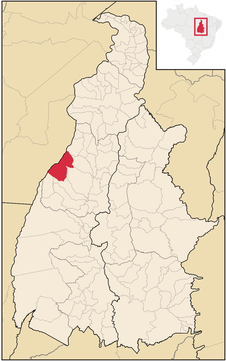 Mapa de localização de Araguacema em TO