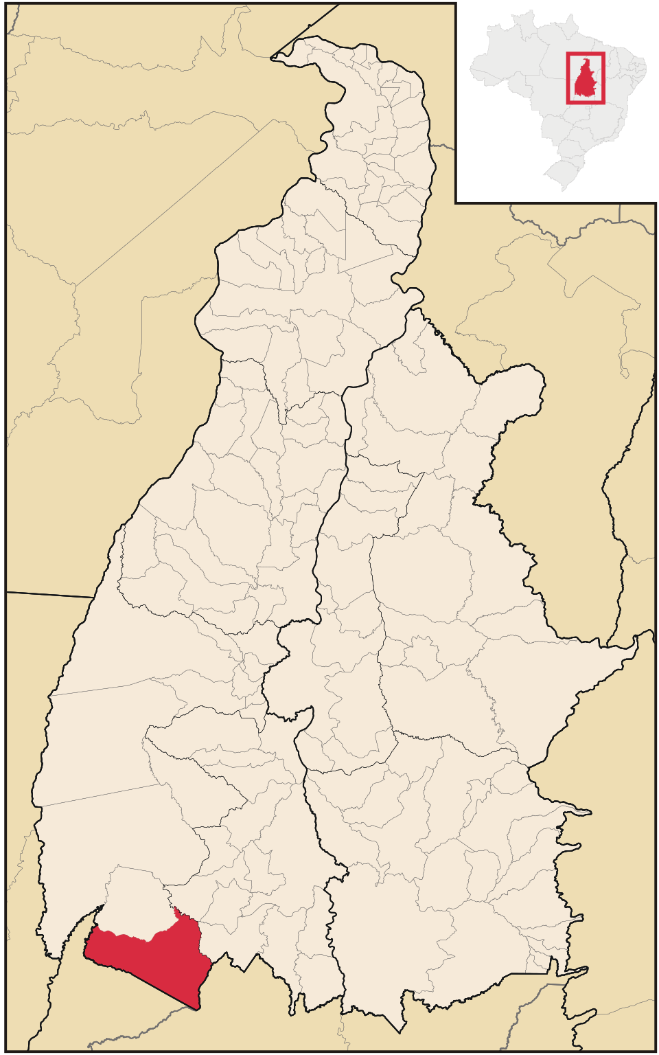Mapa de localização de Araguaçu em TO