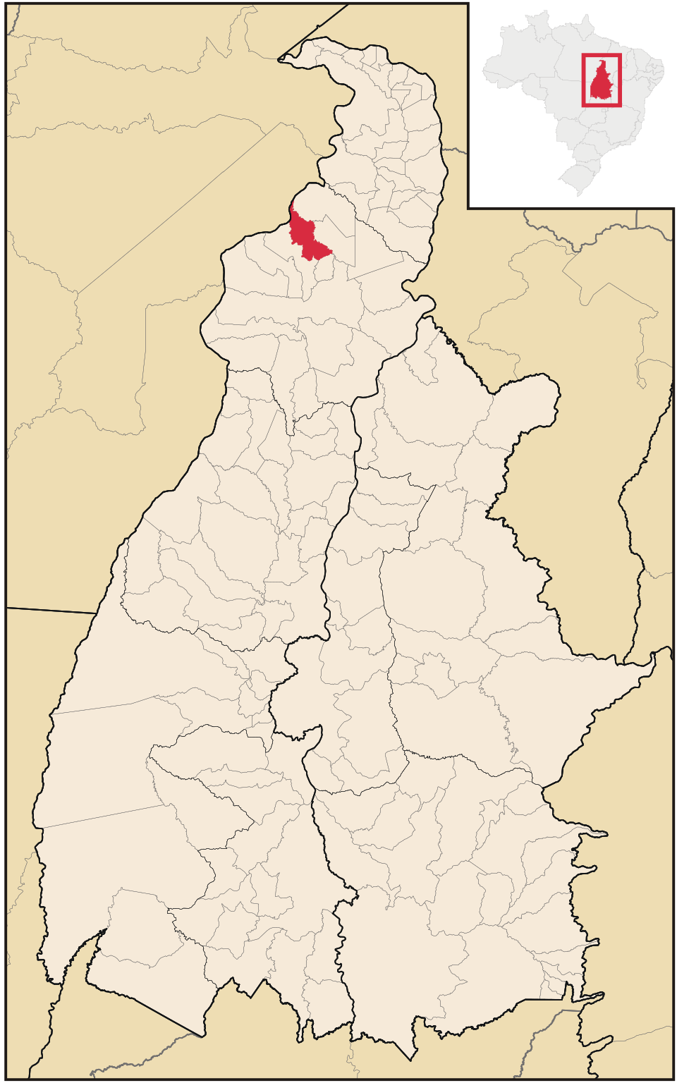 Mapa de localização de Araguanã em TO