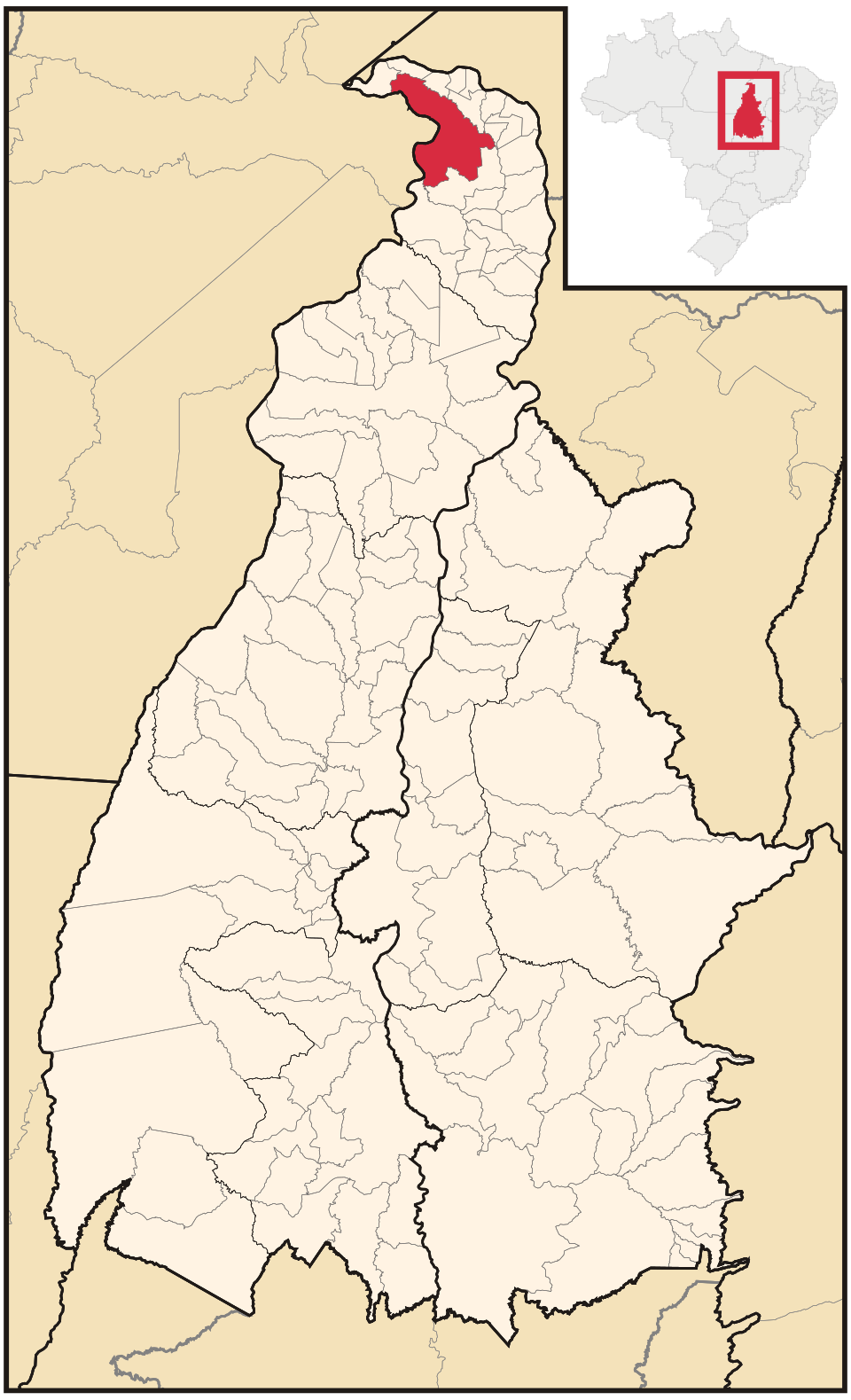 Mapa de localização de Araguatins em TO