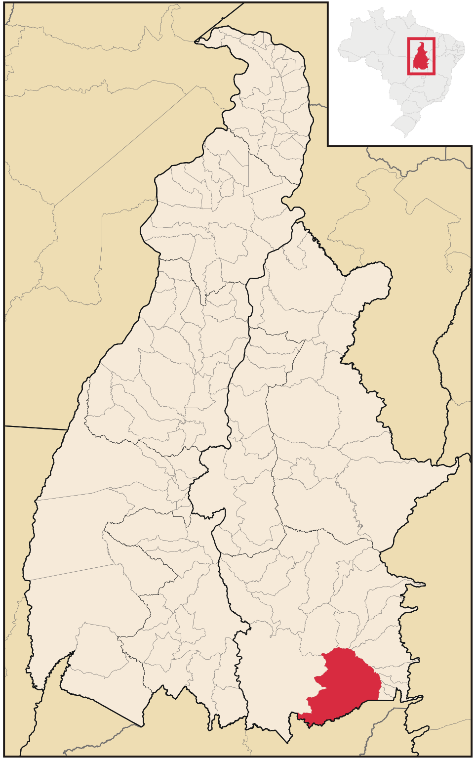 Mapa de localização de Arraias em TO