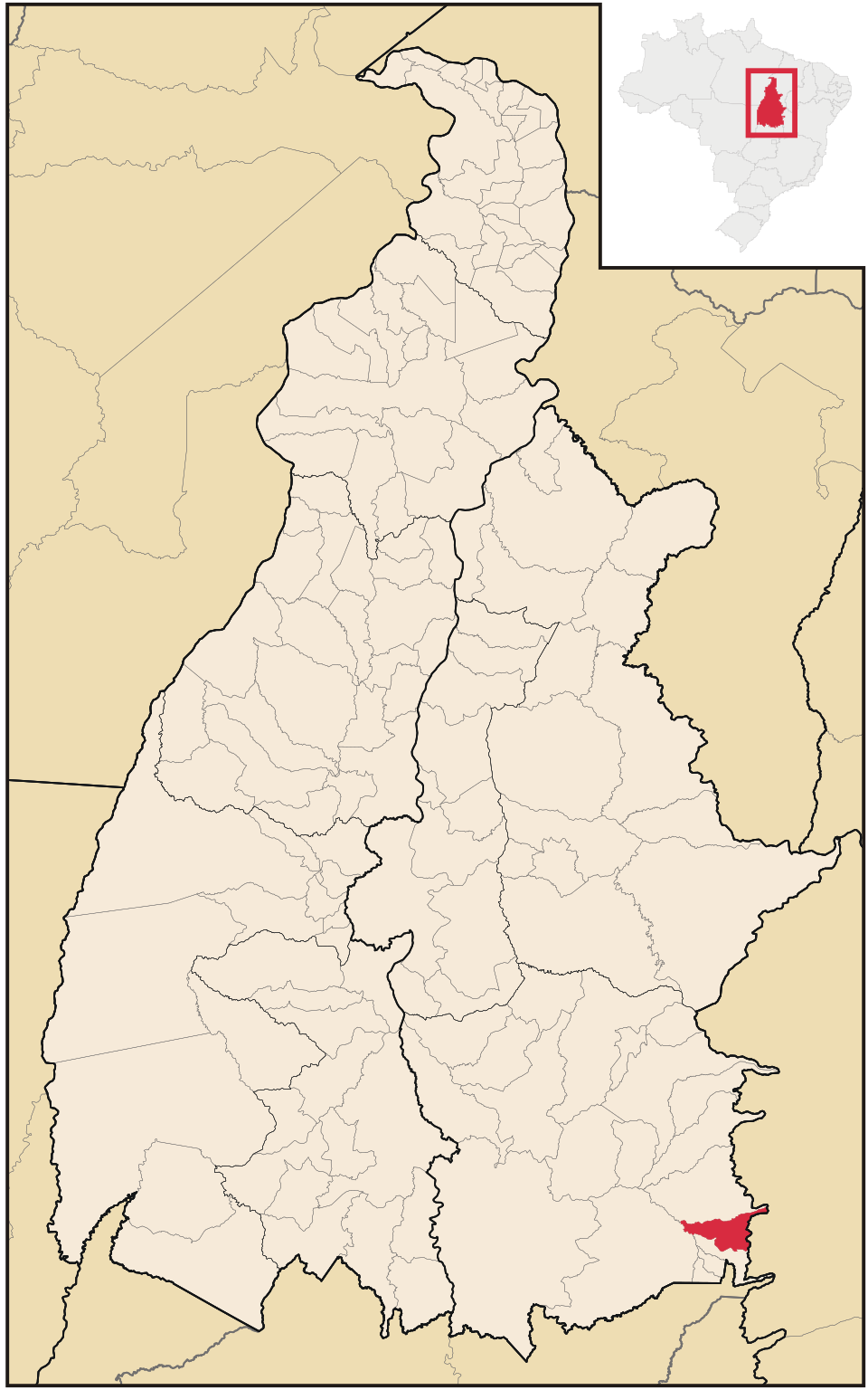 Mapa de localização de Aurora do Tocantins em TO