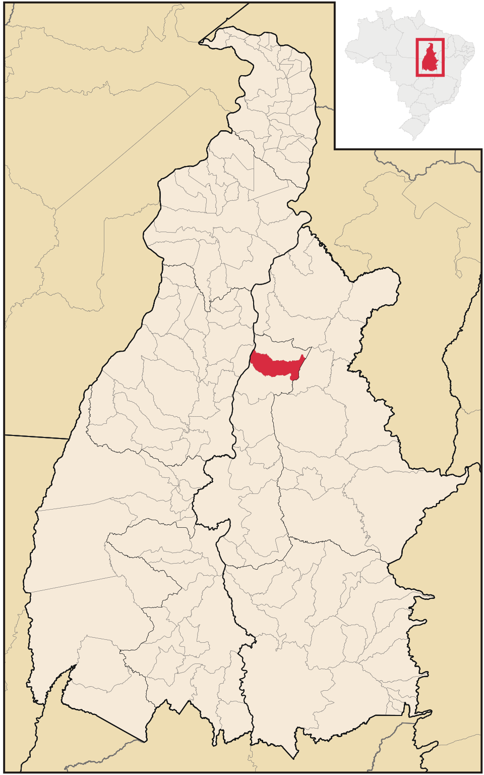 Mapa de localização de Brasilândia do Tocantins em TO