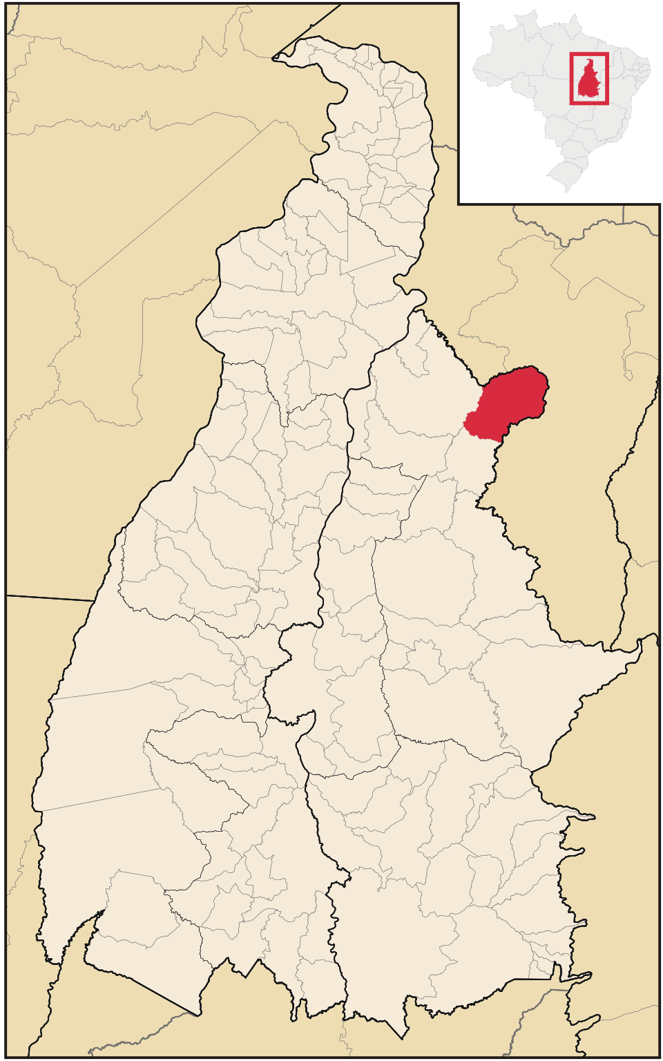 Mapa de localização de Campos Lindos em TO