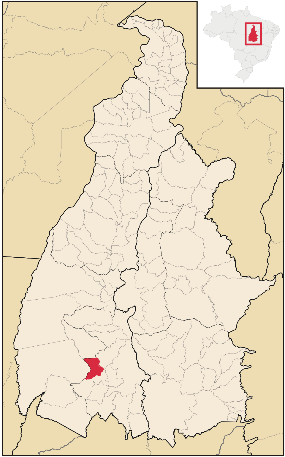 Mapa de localização de Cariri do Tocantins em TO