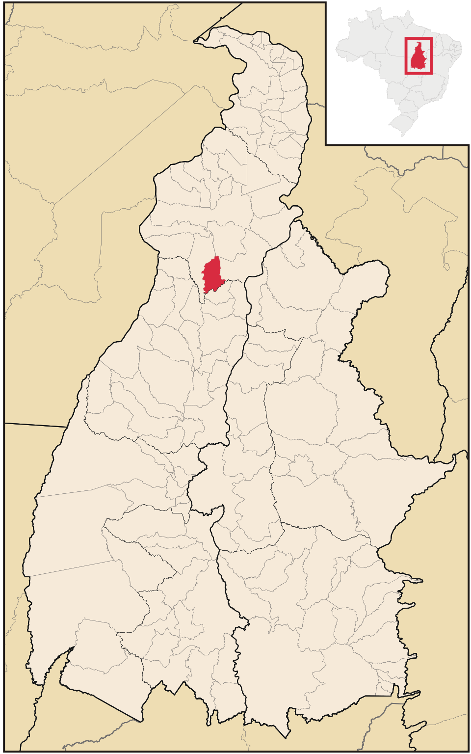 Mapa de localização de Colinas do Tocantins em TO