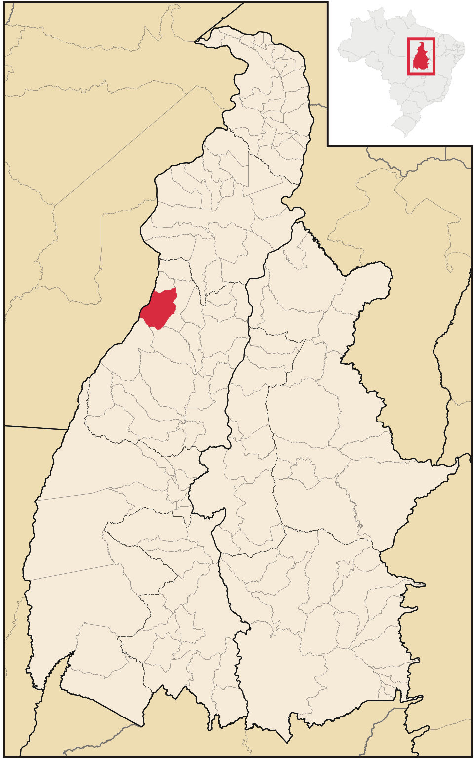 Mapa de localização de Couto Magalhães em TO