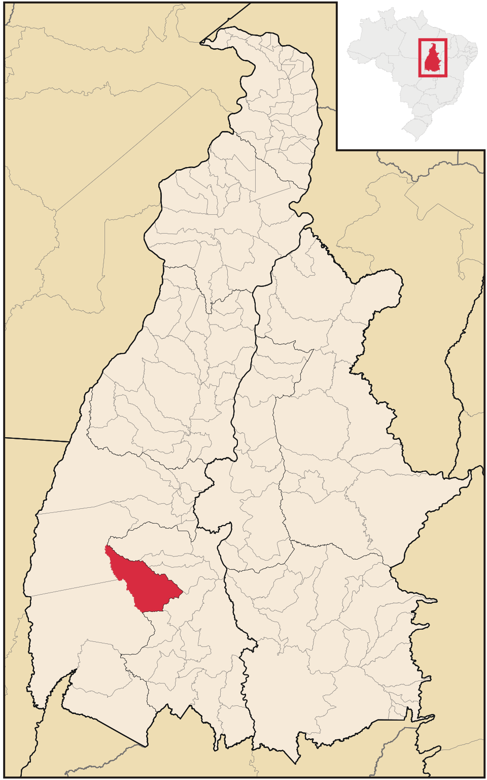 Mapa de localização de Dueré em TO