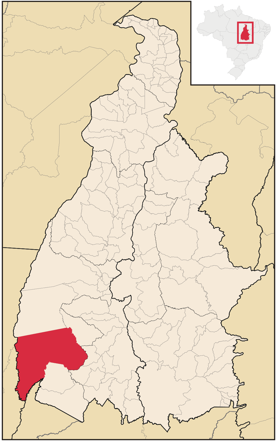 Mapa de localização de Formoso do Araguaia em TO