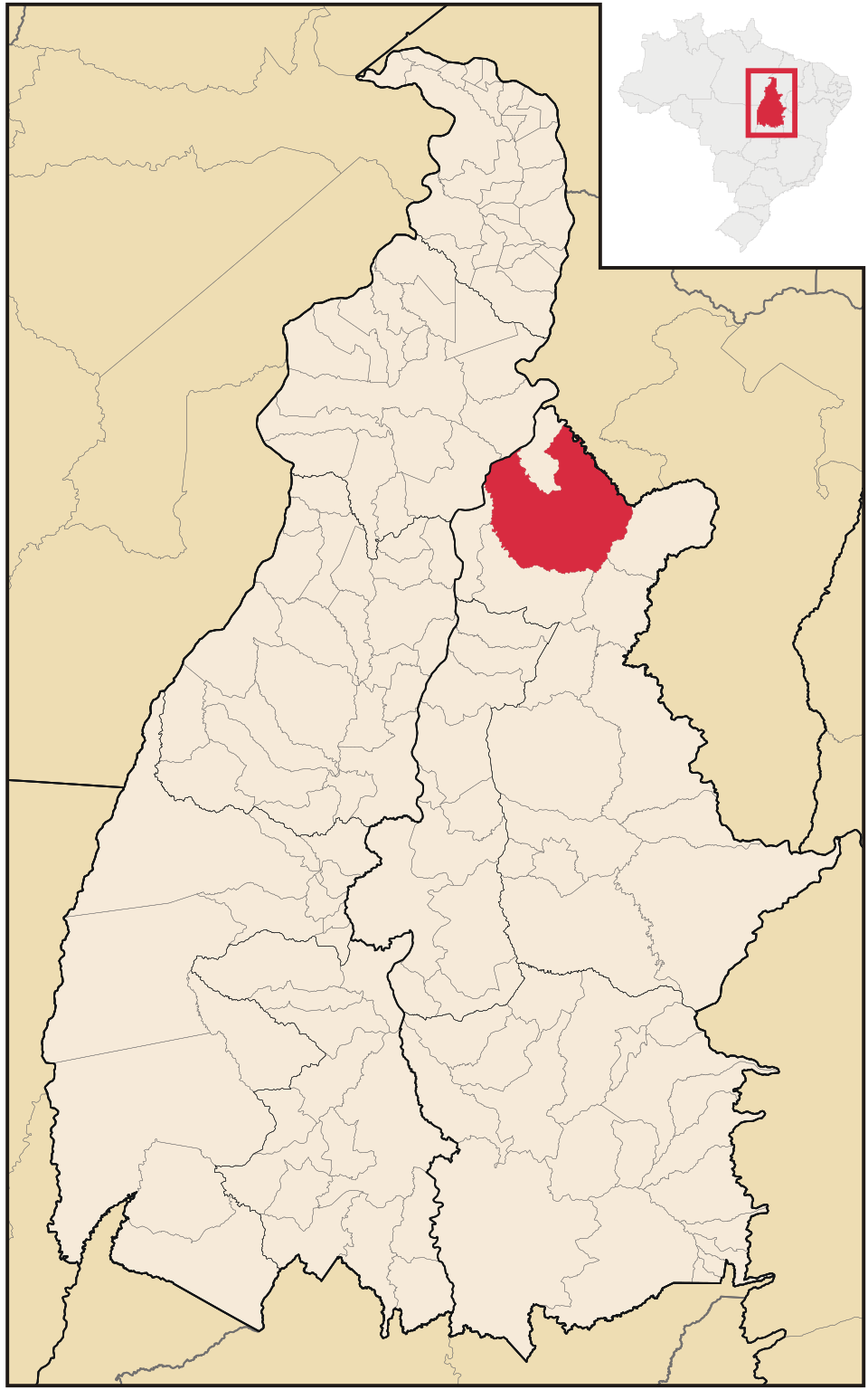 Mapa de localização de Goiatins em TO