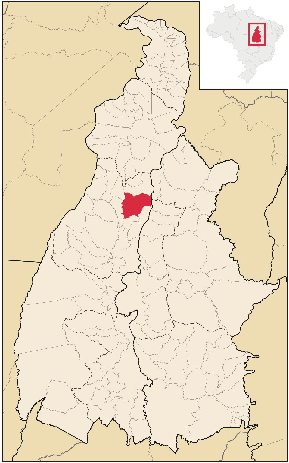 Mapa de localização de Guaraí em TO