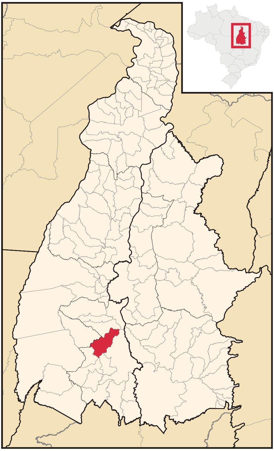 Mapa de localização de Gurupi em TO