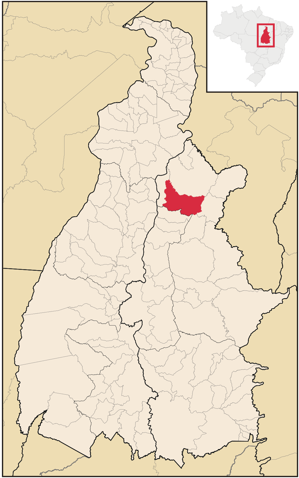 Mapa de localização de Itacajá em TO