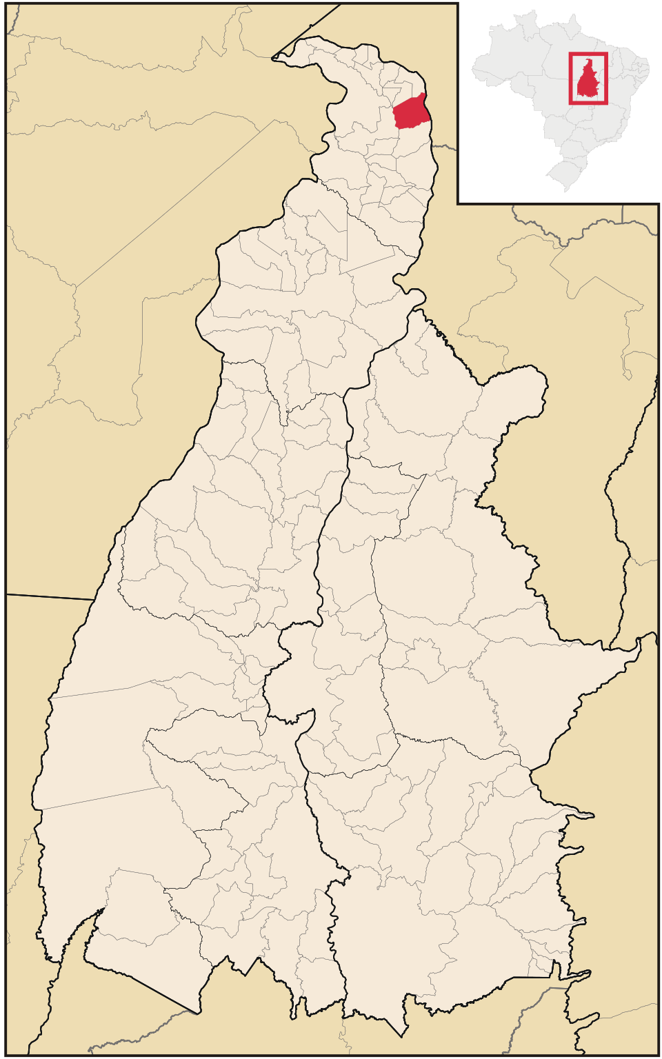 Mapa de localização de Itaguatins em TO