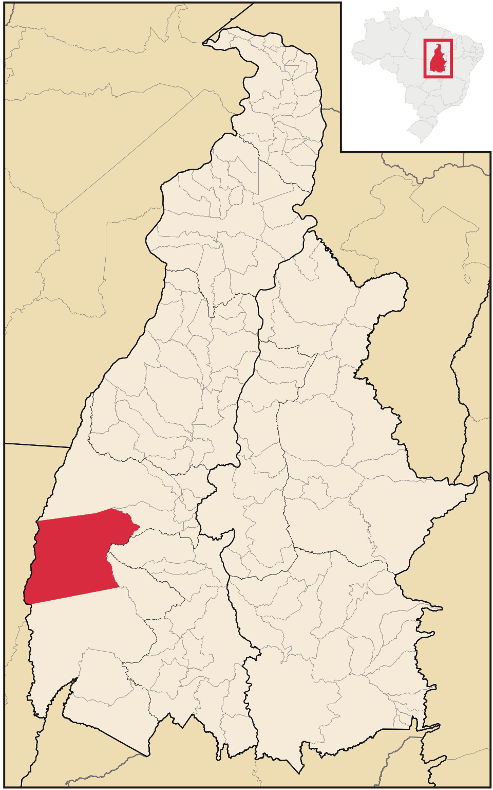 Mapa de localização de Lagoa da Confusão em TO
