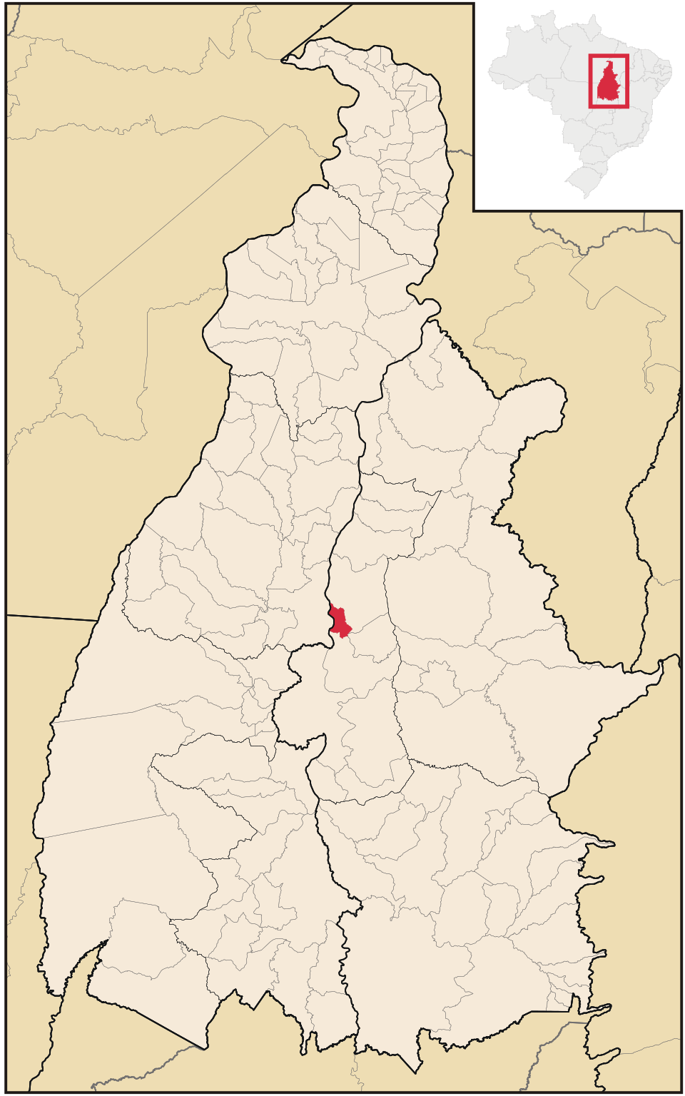 Mapa de localização de Lajeado em TO