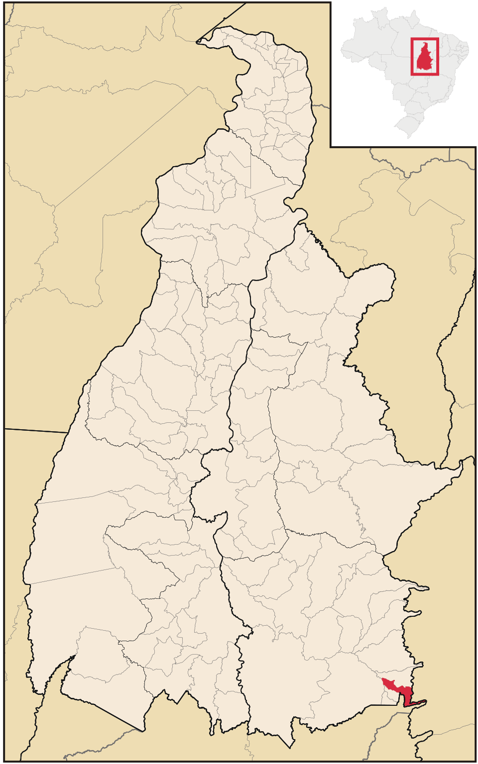 Mapa de localização de Lavandeira em TO