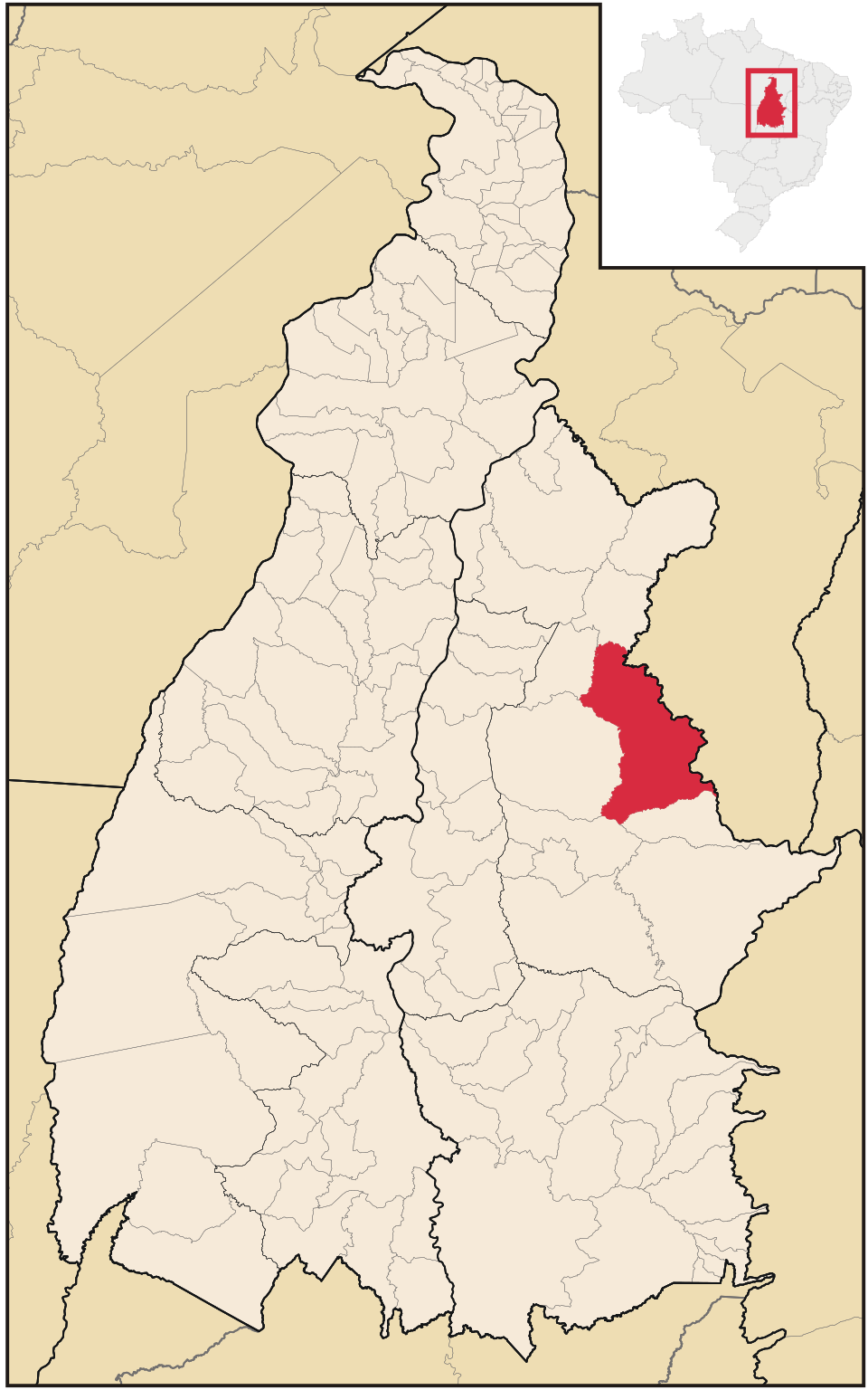 Mapa de localização de Lizarda em TO