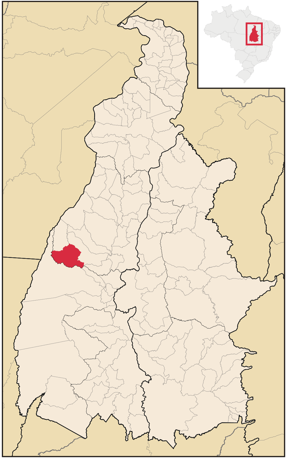 Mapa de localização de Marianópolis do Tocantins em TO