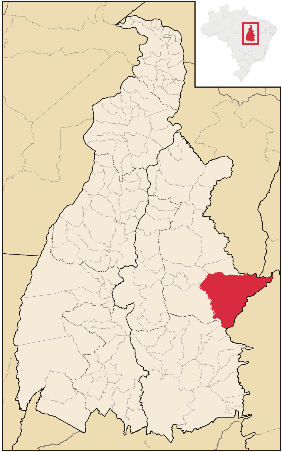 Mapa de localização de Mateiros em TO