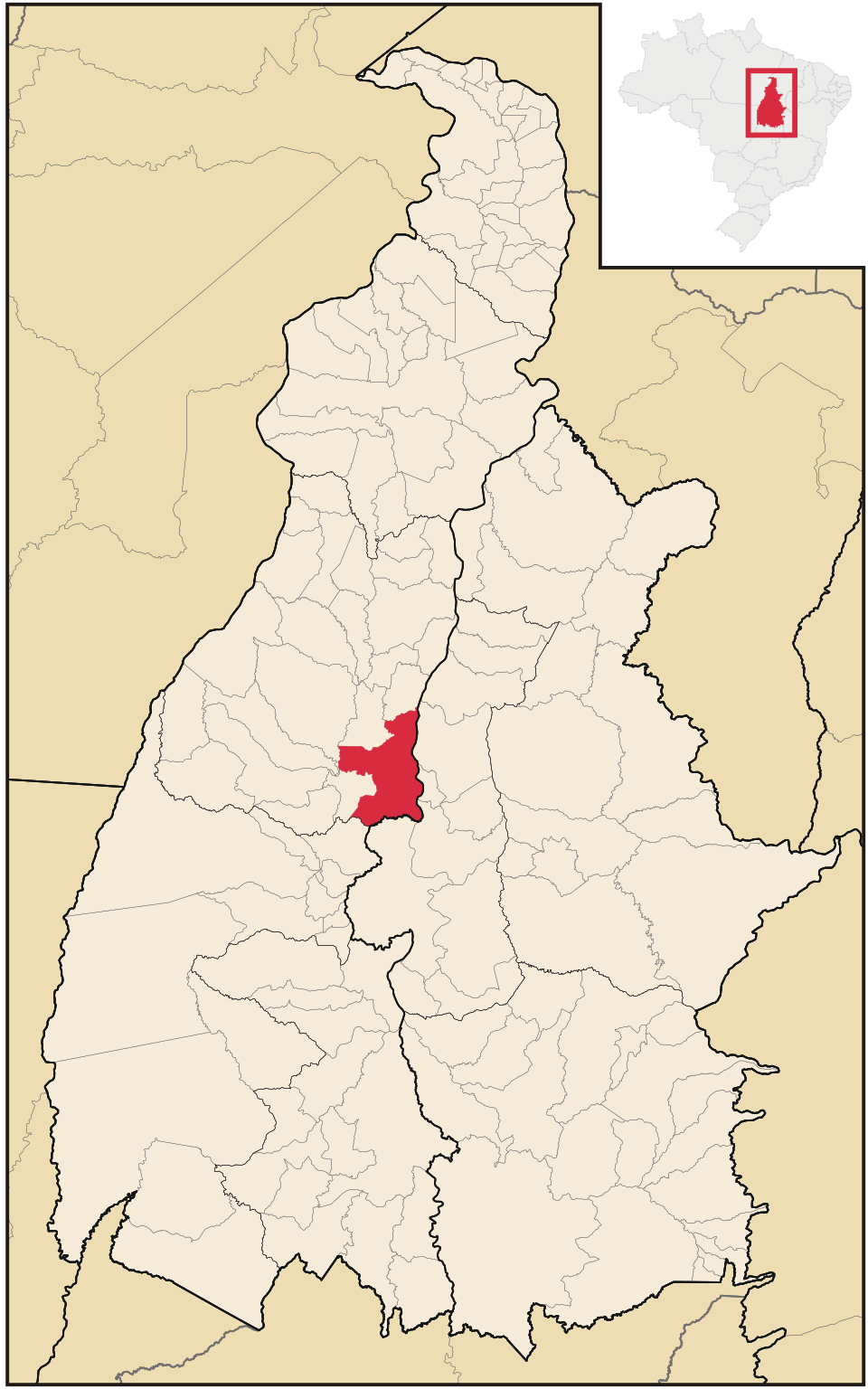 Mapa de localização de Miracema do Tocantins em TO