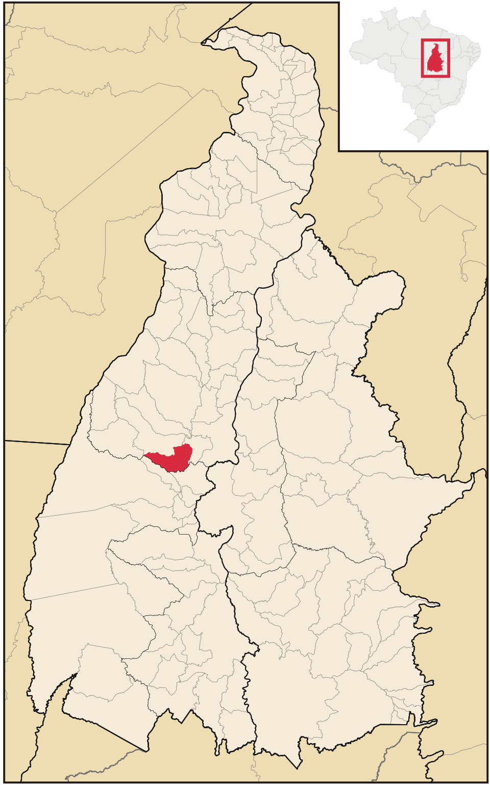 Mapa de localização de Monte Santo do Tocantins em TO
