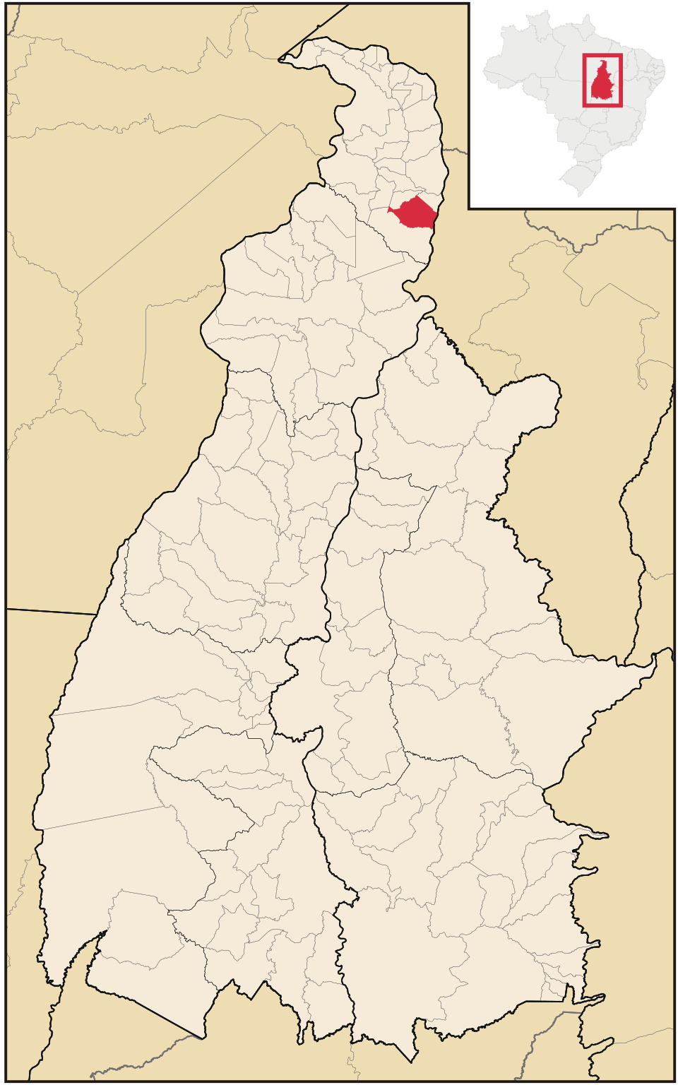 Mapa de localização de Palmeiras do Tocantins em TO