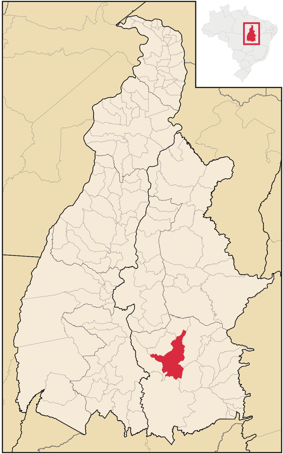 Mapa de localização de Natividade em TO
