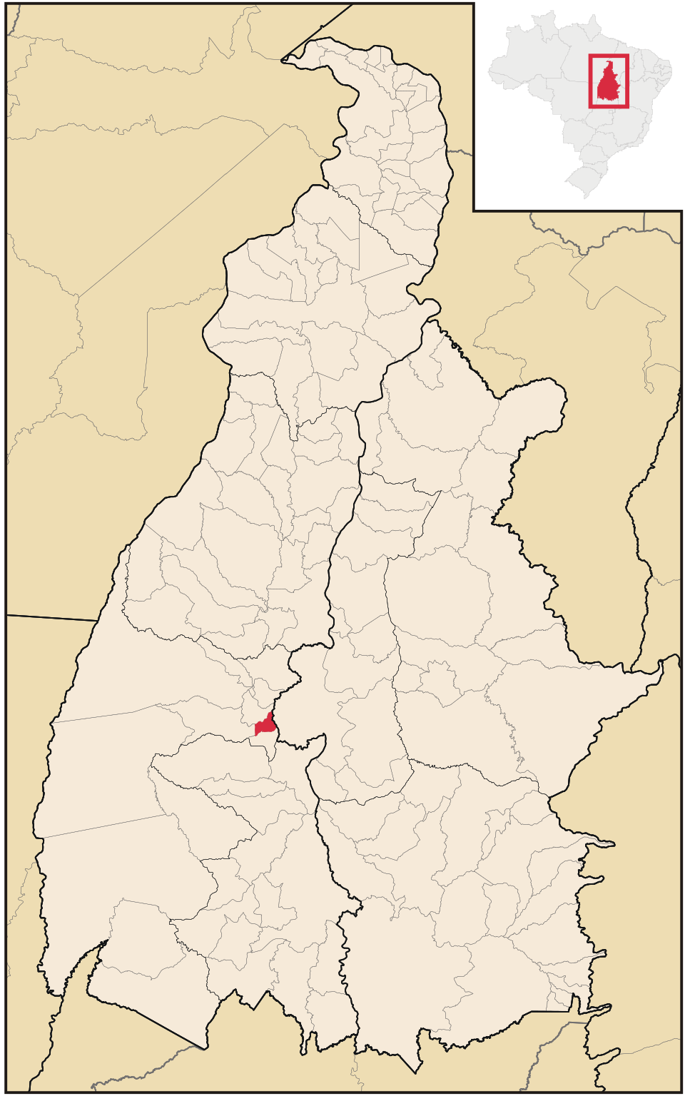 Mapa de localização de Oliveira de Fátima em TO