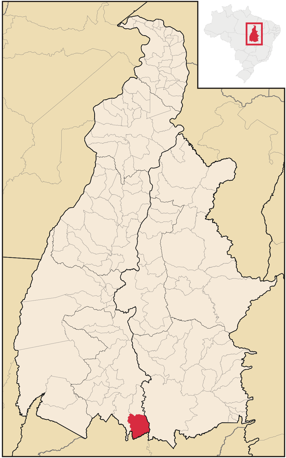 Mapa de localização de Palmeirópolis em TO