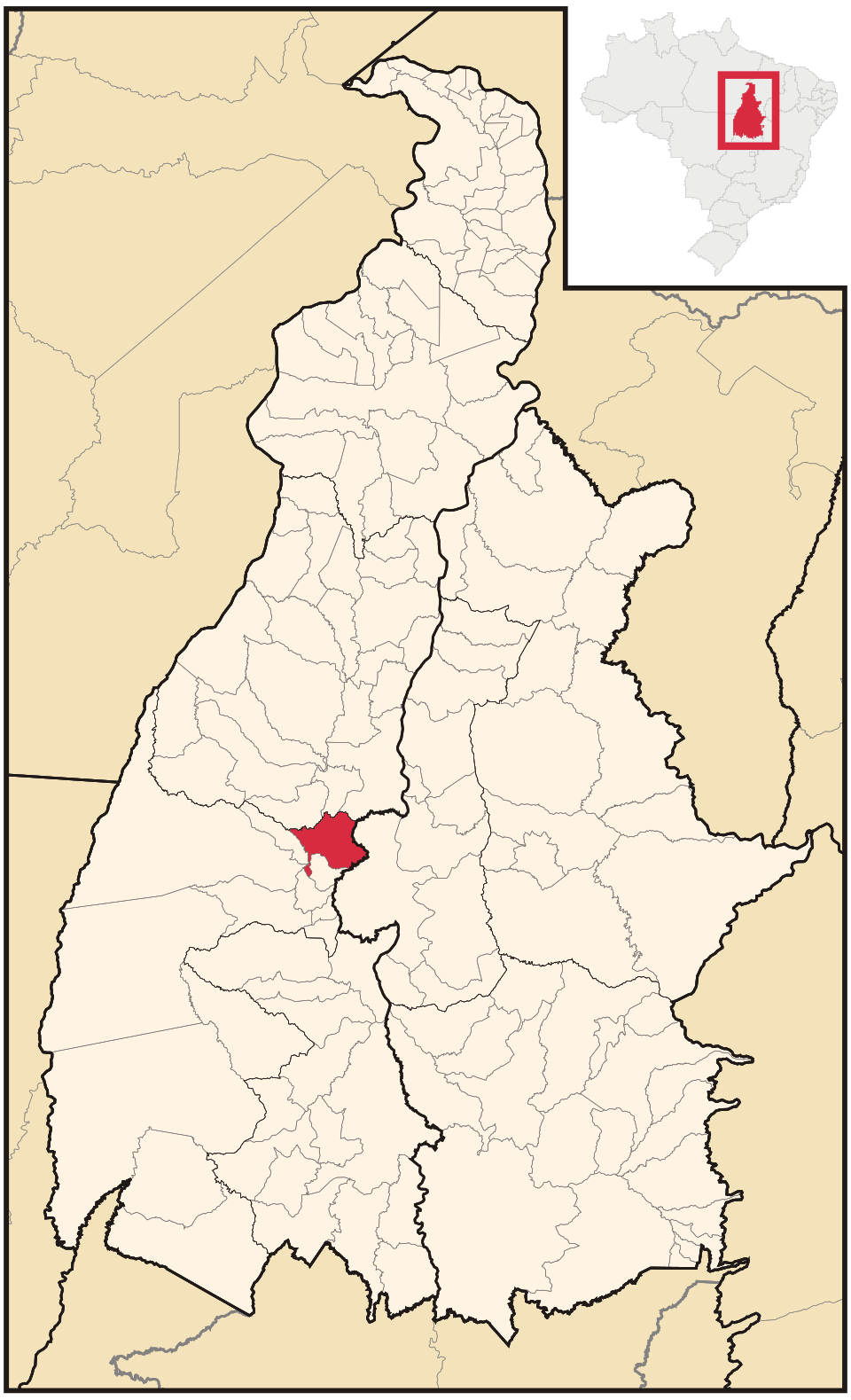 Mapa de localização de Paraíso do Tocantins em TO