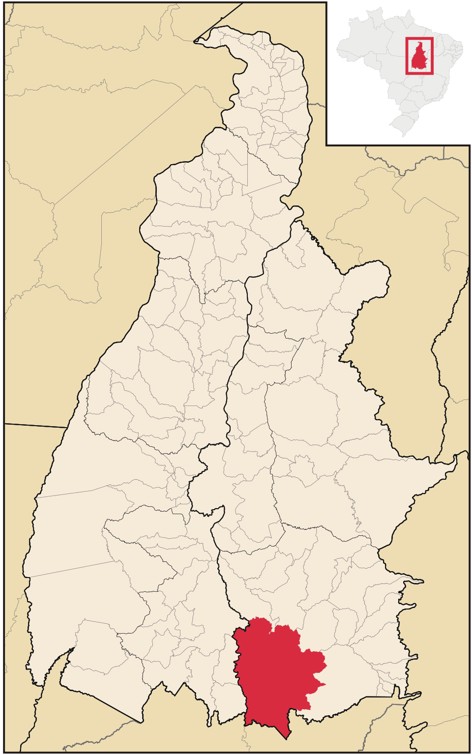 Mapa de localização de Paranã em TO