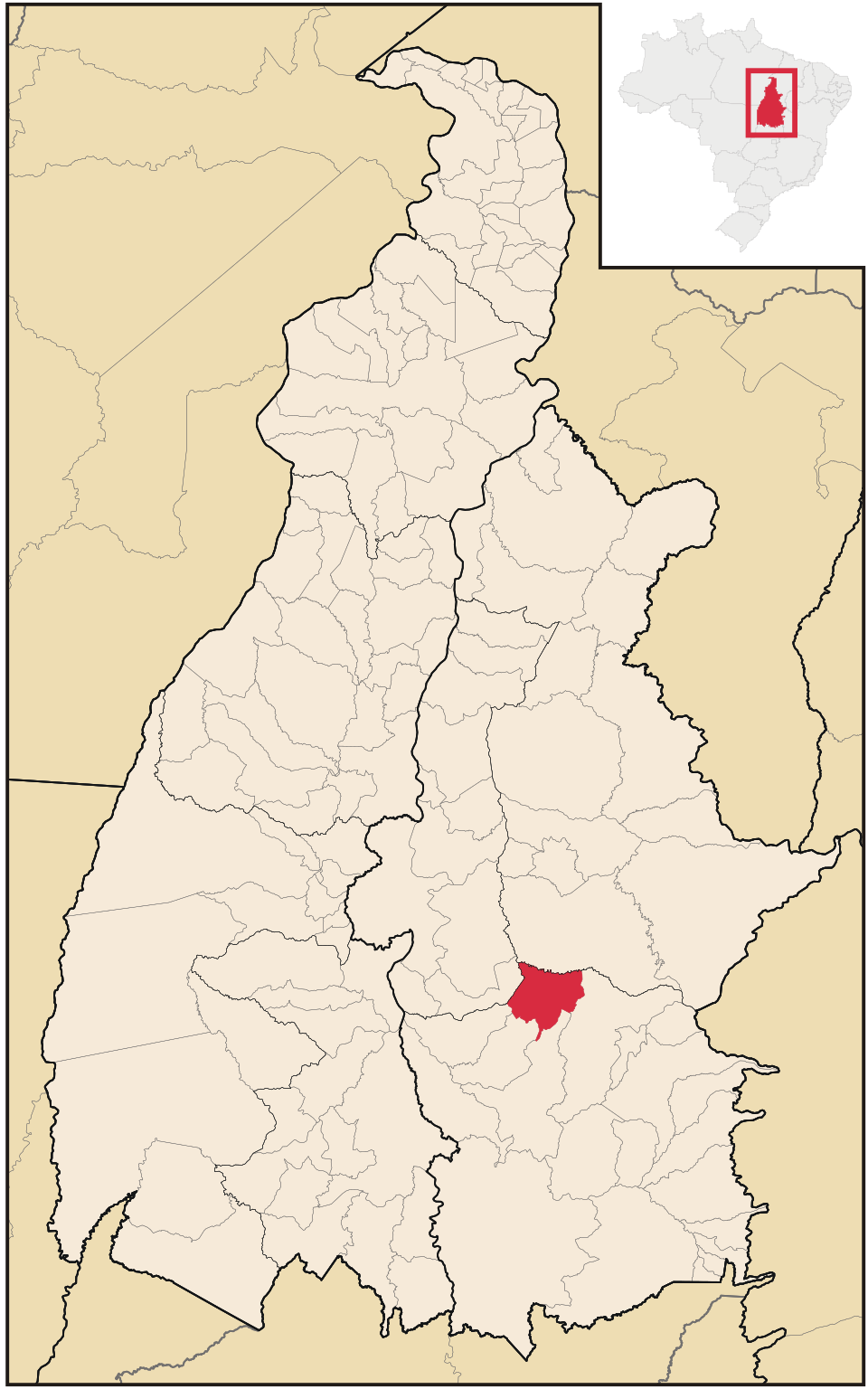 Mapa de localização de Pindorama do Tocantins em TO