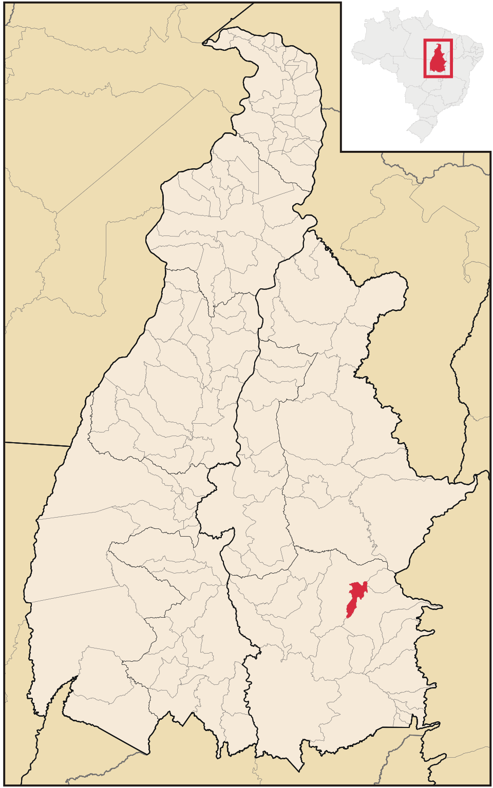 Mapa de localização de Porto Alegre do Tocantins em TO