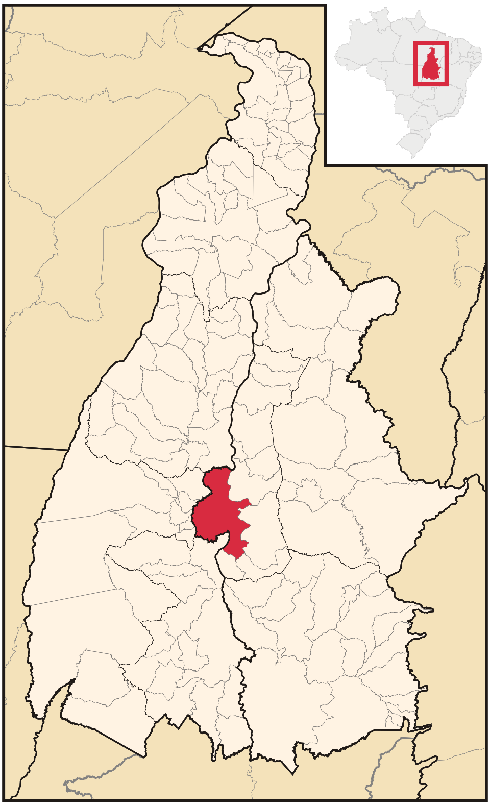 Mapa de localização de Porto Nacional em TO