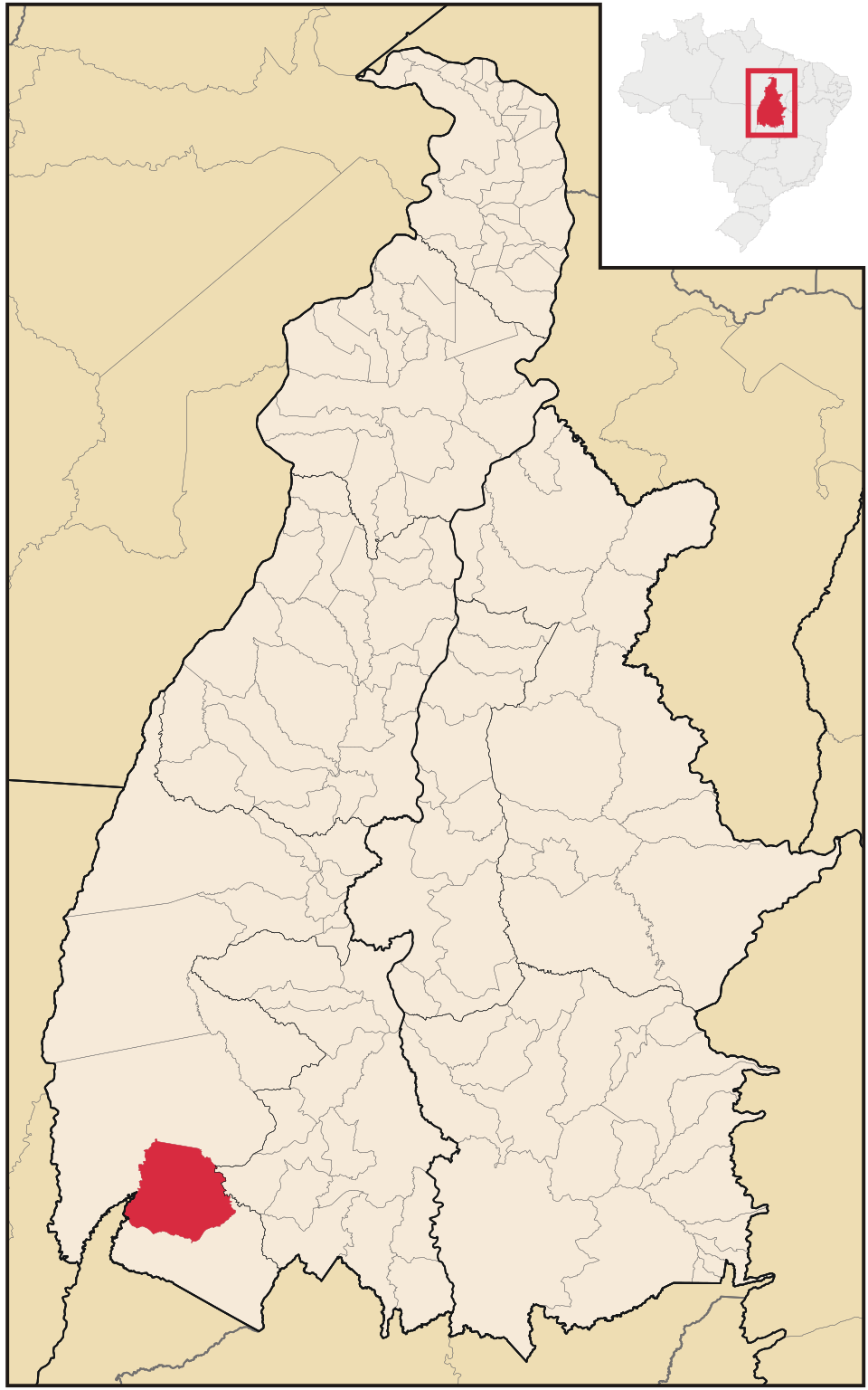 Mapa de localização de Sandolândia em TO
