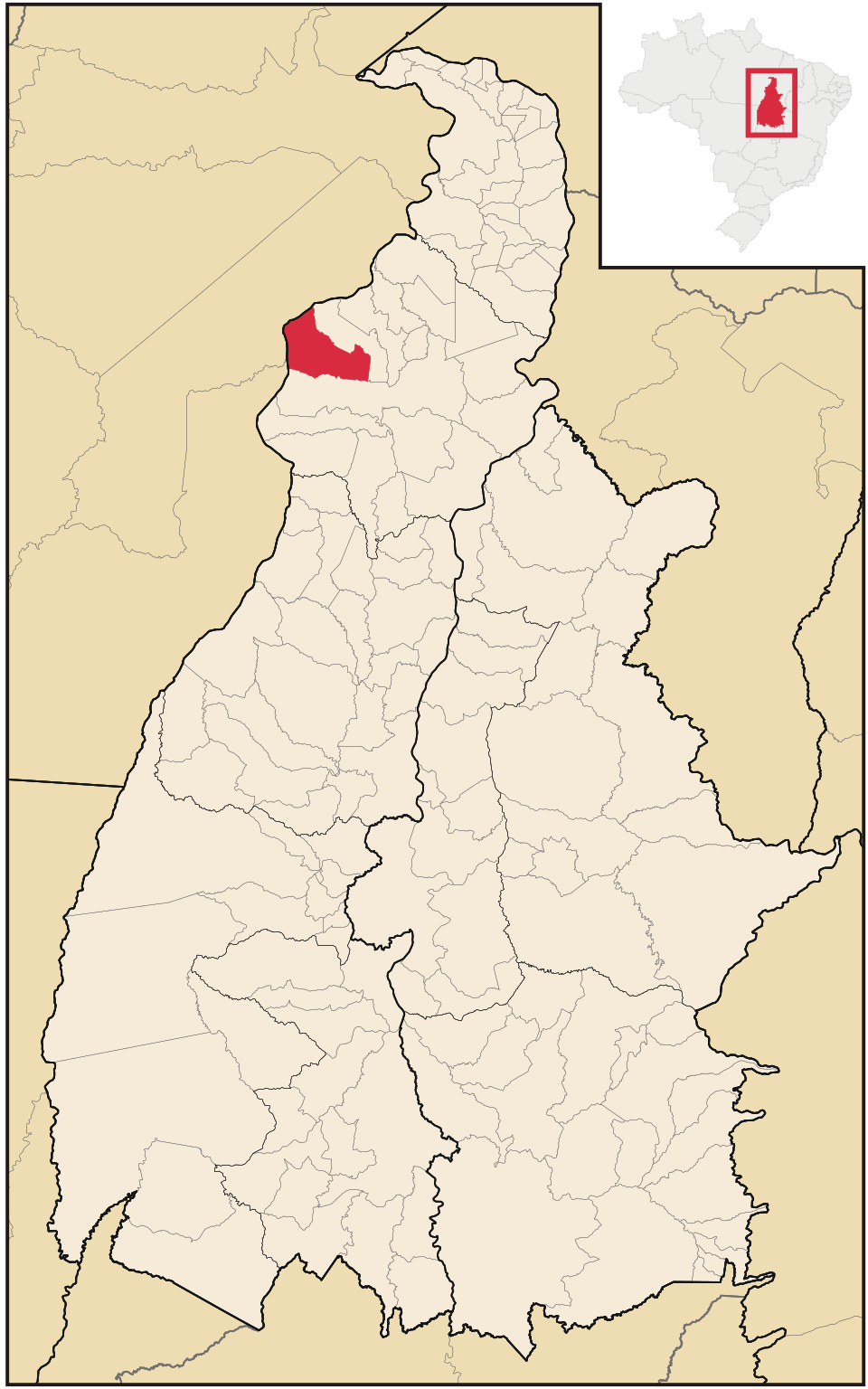 Mapa de localização de Santa Fé do Araguaia em TO