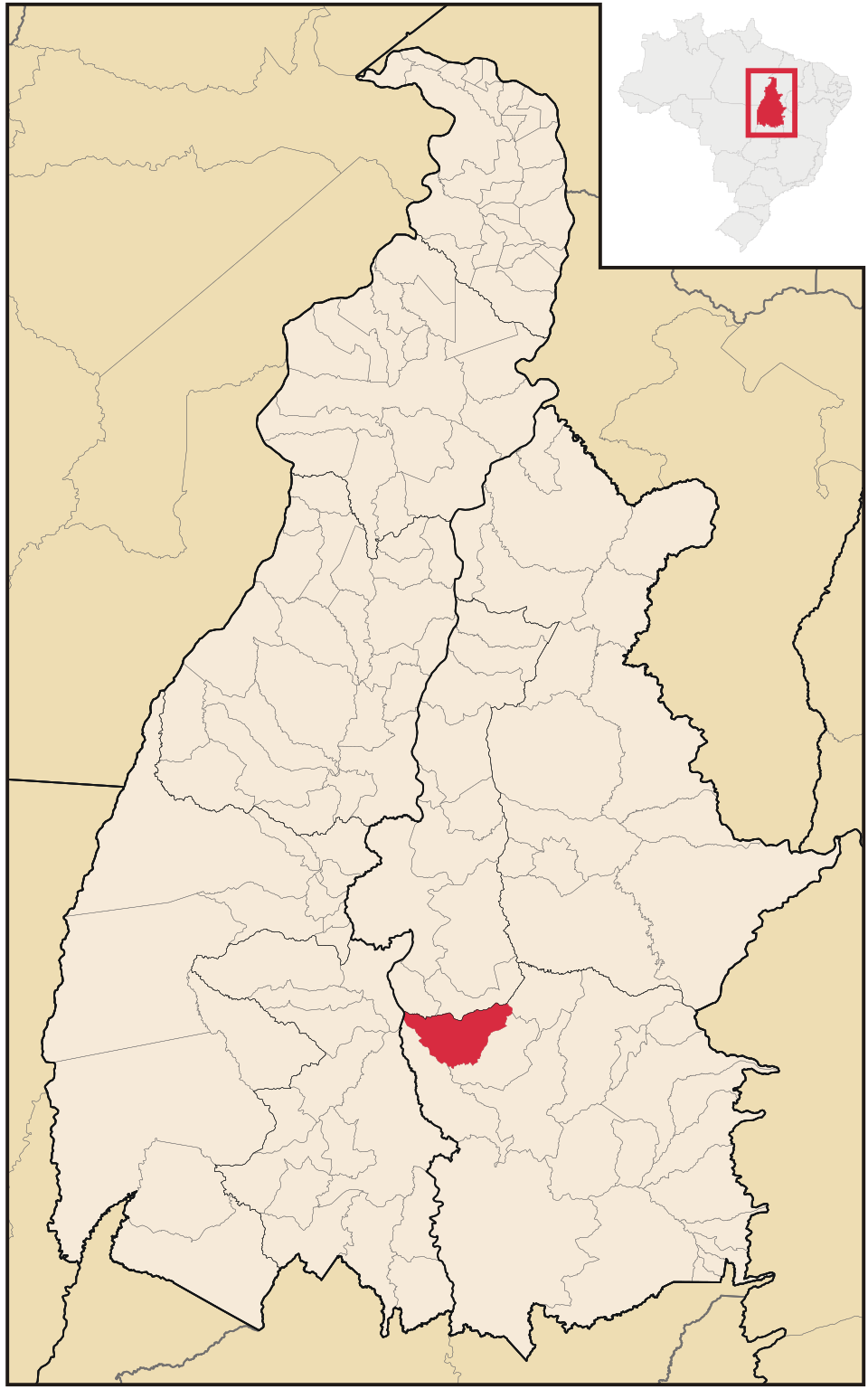 Mapa de localização de Santa Rosa do Tocantins em TO