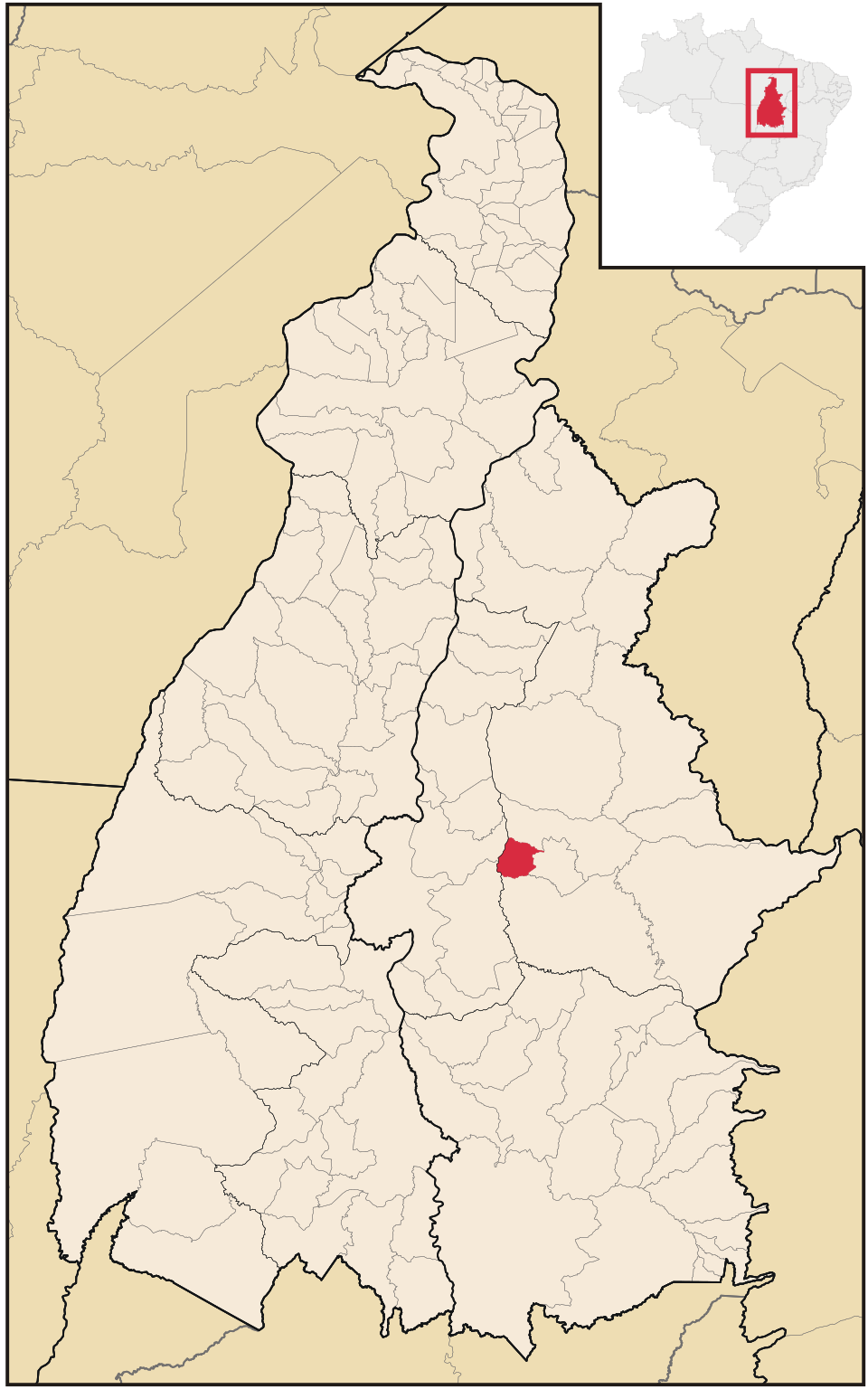 Mapa de localização de Santa Tereza do Tocantins em TO