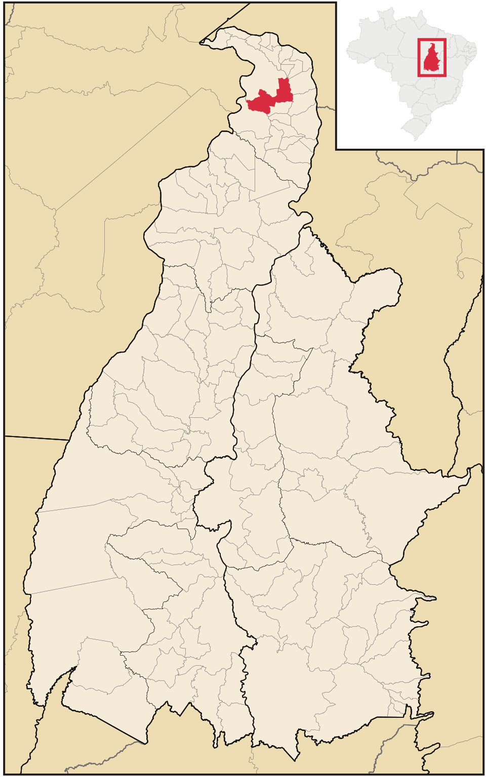 Mapa de localização de São Bento do Tocantins em TO