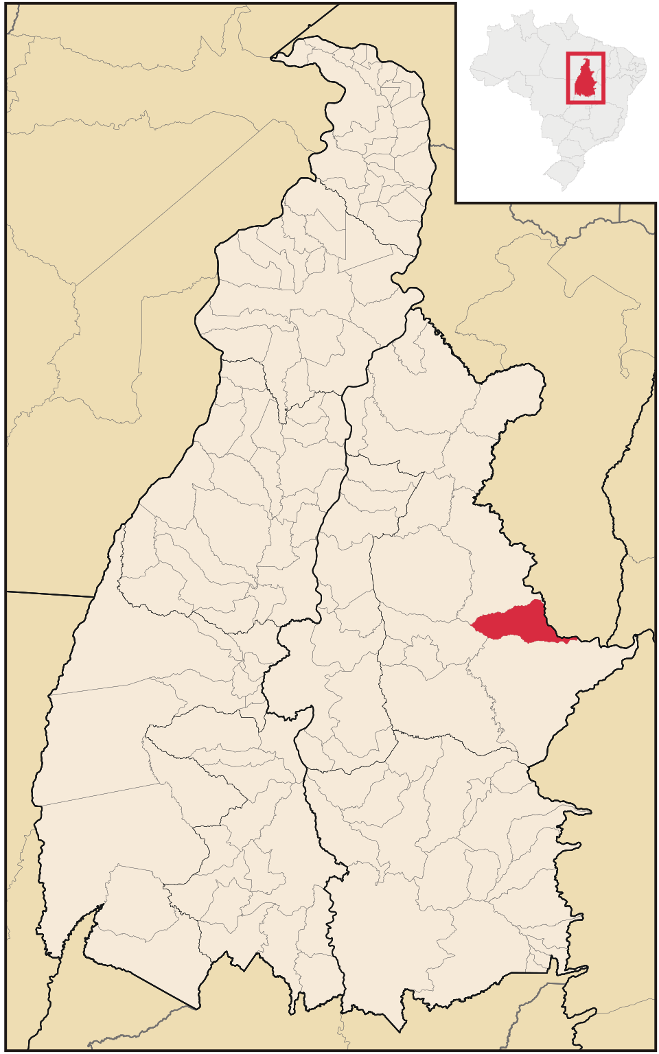 Mapa de localização de São Félix do Tocantins em TO