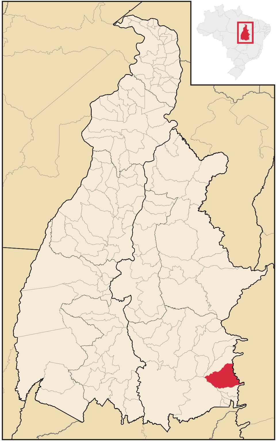 Mapa de localização de Taguatinga em TO