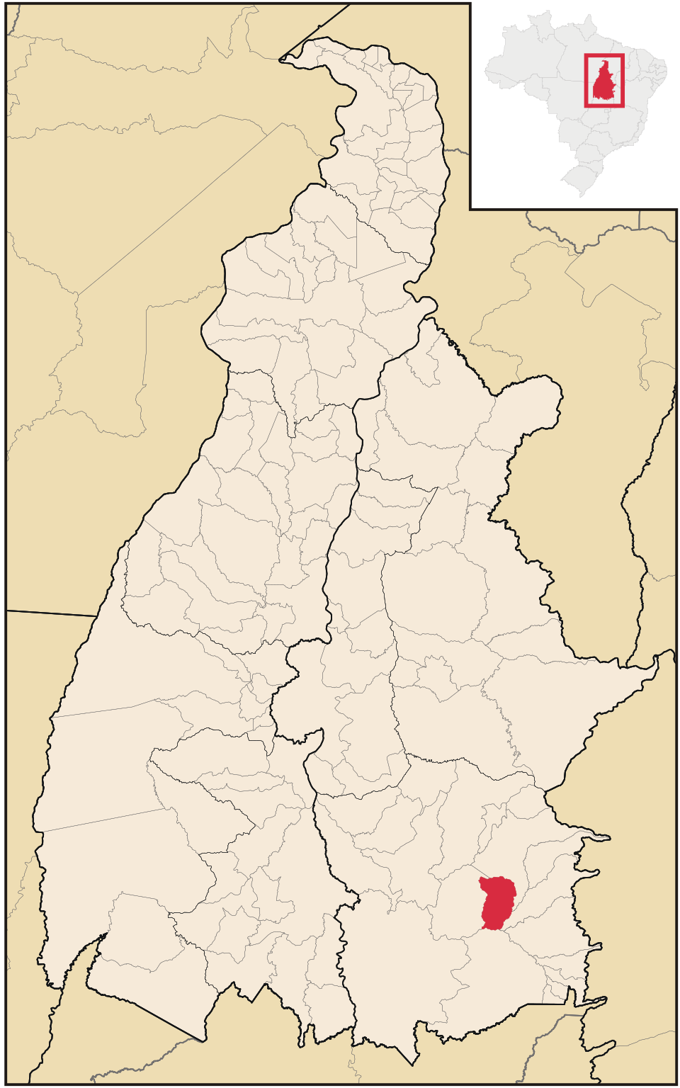 Mapa de localização de Taipas do Tocantins em TO