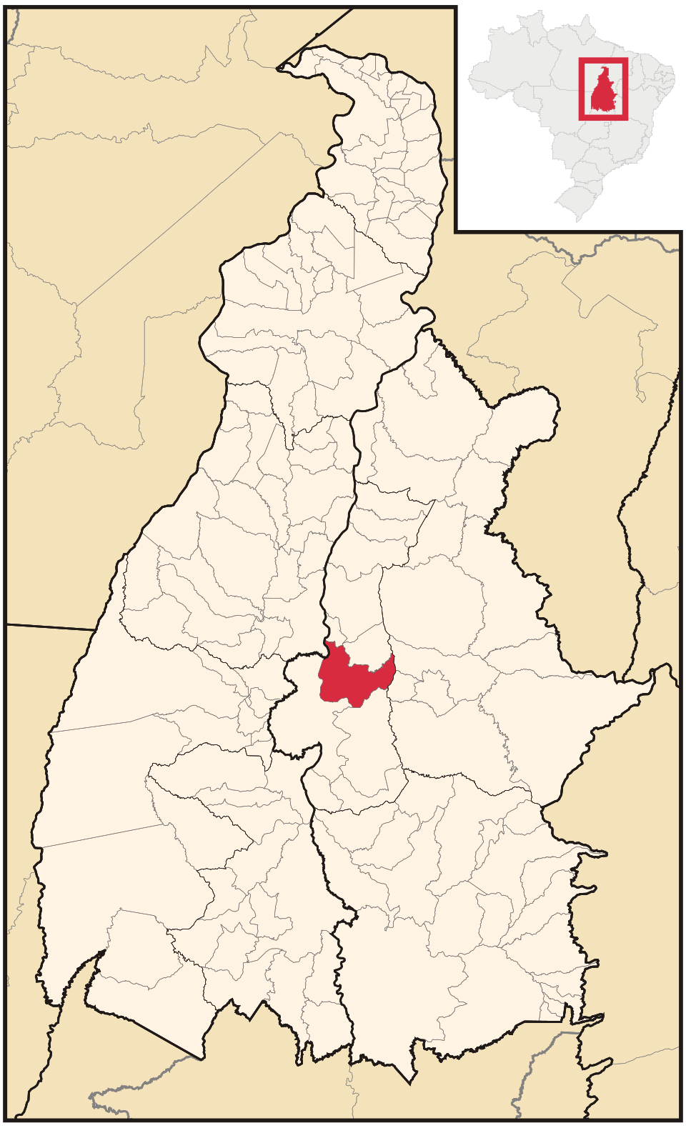 Mapa de localização de Palmas em TO