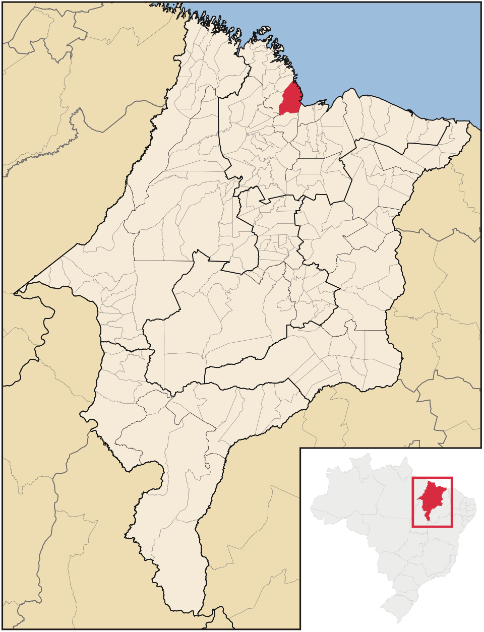 Mapa de localização de Alcântara em MA